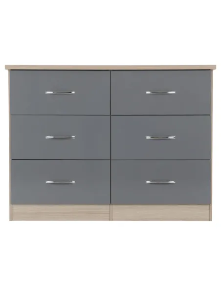 Nevada 6 Drawer Chest - Grey Gloss/Light | Murphy Furniture