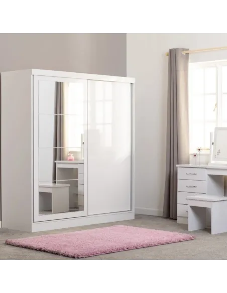 Nevada 2 Door Slider Wardrobe - White Gl | Murphy Furniture