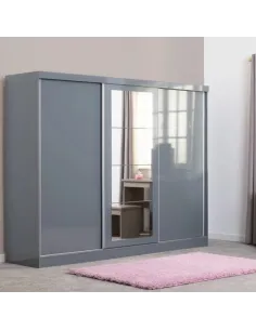 Nevada 3 Door Slider Wardrobe - Grey Glo | Murphy Furniture