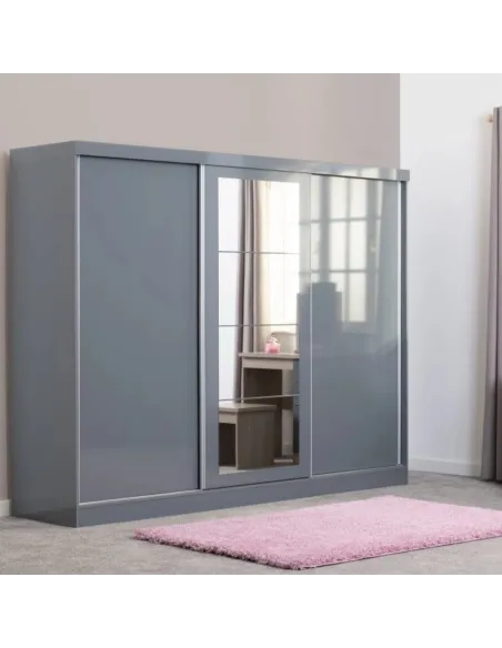 Nevada 3 Door Slider Wardrobe - Grey Glo | Murphy Furniture