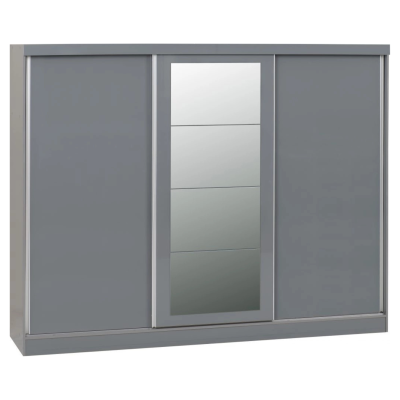 Nevada 3 Door Slider Wardrobe - Grey Glo | Murphy Furniture