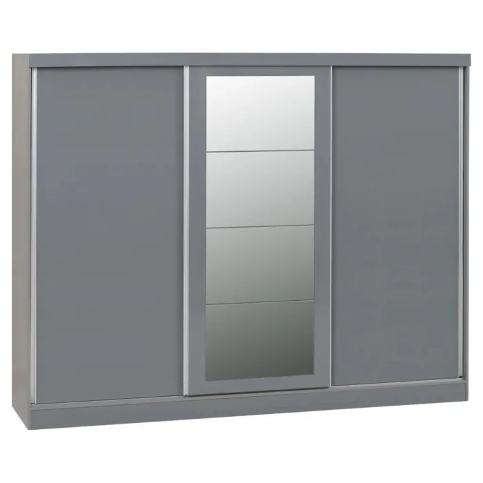 Nevada 3 Door Slider Wardrobe - Grey Glo | Murphy Furniture