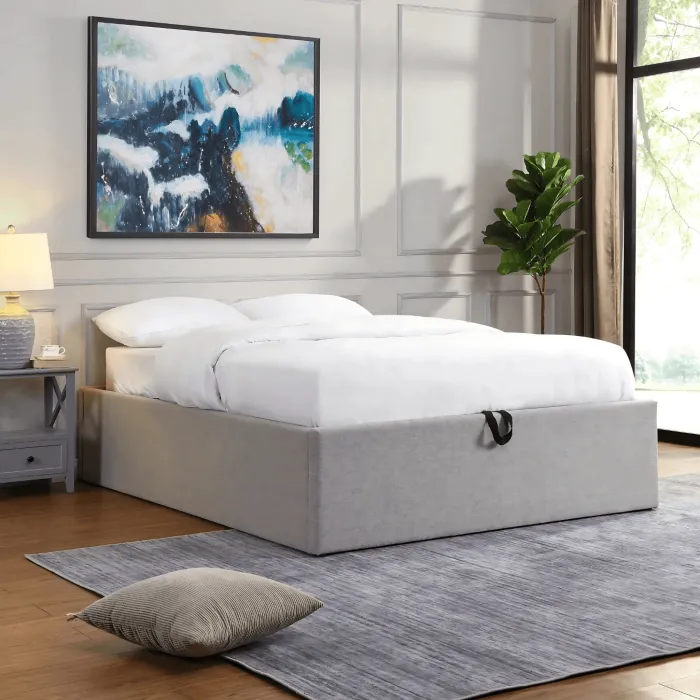 Oasis 5FT Storage Bedframe - Grey Linen | Murphy Furniture