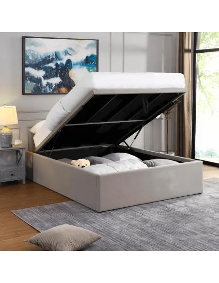 Oasis 5FT Storage Bedframe - Grey Linen | Murphy Furniture