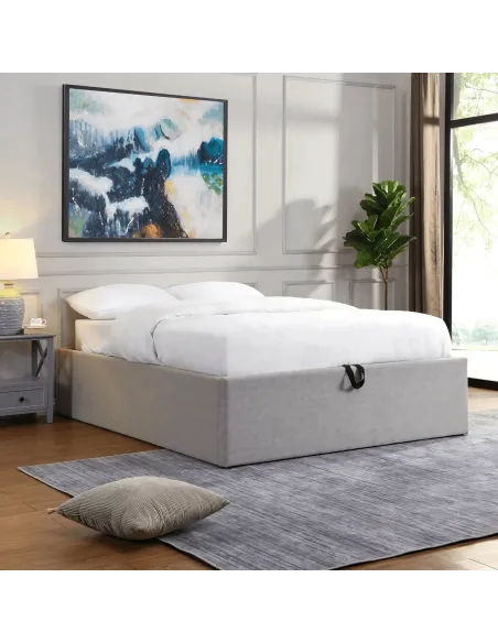 Oasis 4FT6 Storage Bedframe - Grey Linen | Murphy Furniture