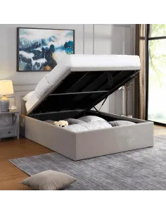 Oasis 4FT6 Storage Bedframe - Grey Linen | Murphy Furniture