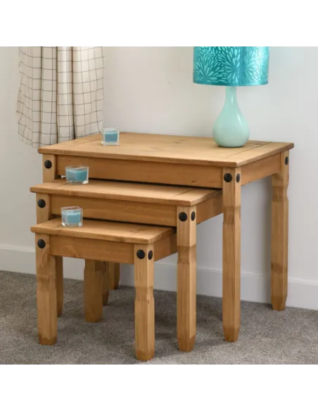 Corona Nest Of Tables - Distressed Waxed | Murphy Furniture