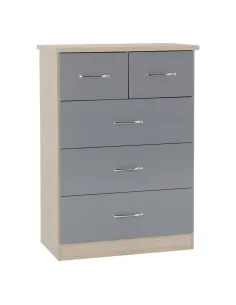 Nevada 3+2 Drawer Chest - Grey Gloss/Lig | Murphy Furniture