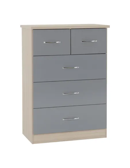 Nevada 3+2 Drawer Chest - Grey Gloss/Lig | Murphy Furniture