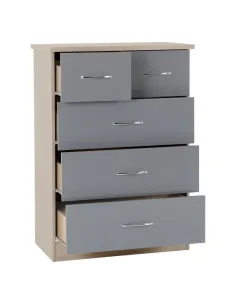 Nevada 3+2 Drawer Chest - Grey Gloss/Lig | Murphy Furniture 2