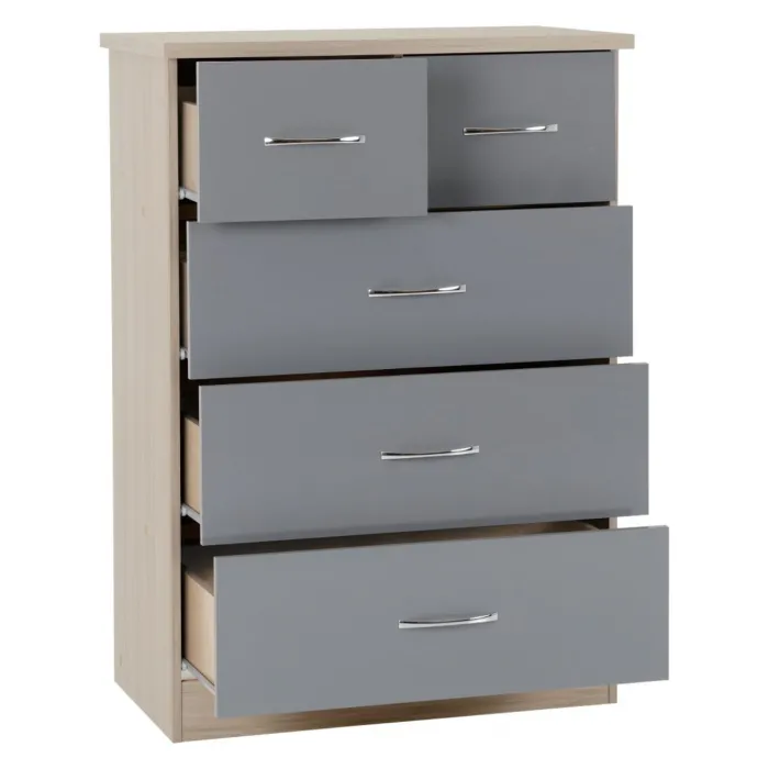 Nevada 3+2 Drawer Chest - Grey Gloss/Lig | Murphy Furniture