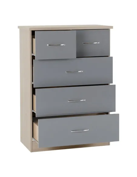 Nevada 3+2 Drawer Chest - Grey Gloss/Lig | Murphy Furniture