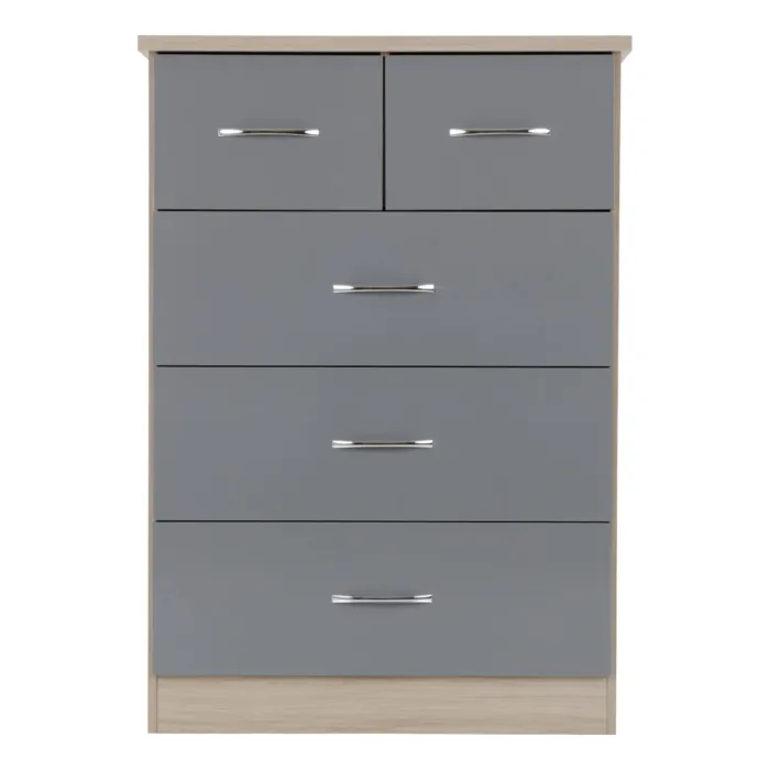 Nevada 3+2 Drawer Chest - Grey Gloss/Lig | Murphy Furniture