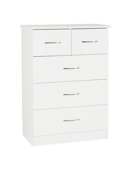 Nevada 3+2 Drawer Chest - White Gloss | Murphy Furniture