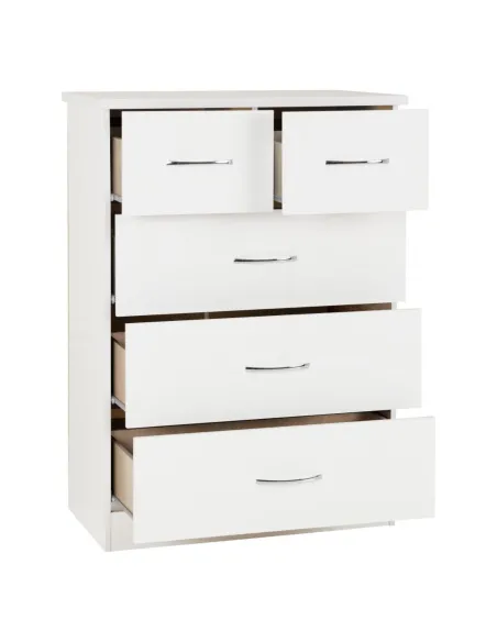 Nevada 3+2 Drawer Chest - White Gloss | Murphy Furniture