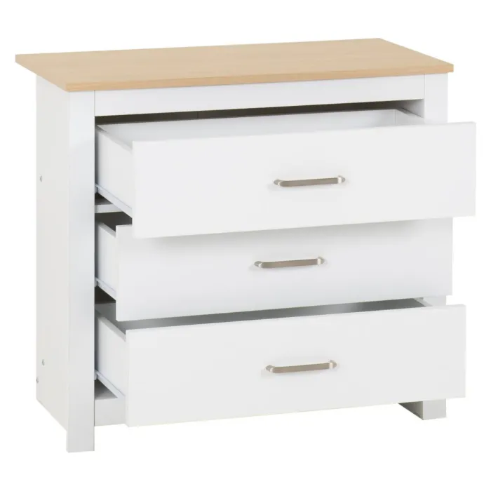Portland 3 Drawer Chest - White/Oak Effe | Murphy Furniture