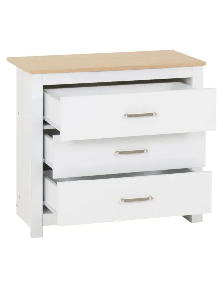 Portland 3 Drawer Chest - White/Oak Effe | Murphy Furniture