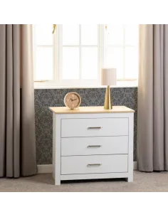 Portland 3 Drawer Chest - White/Oak Effe | Murphy Furniture