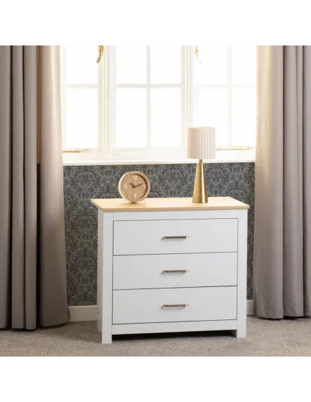 Portland 3 Drawer Chest - White/Oak Effe | Murphy Furniture