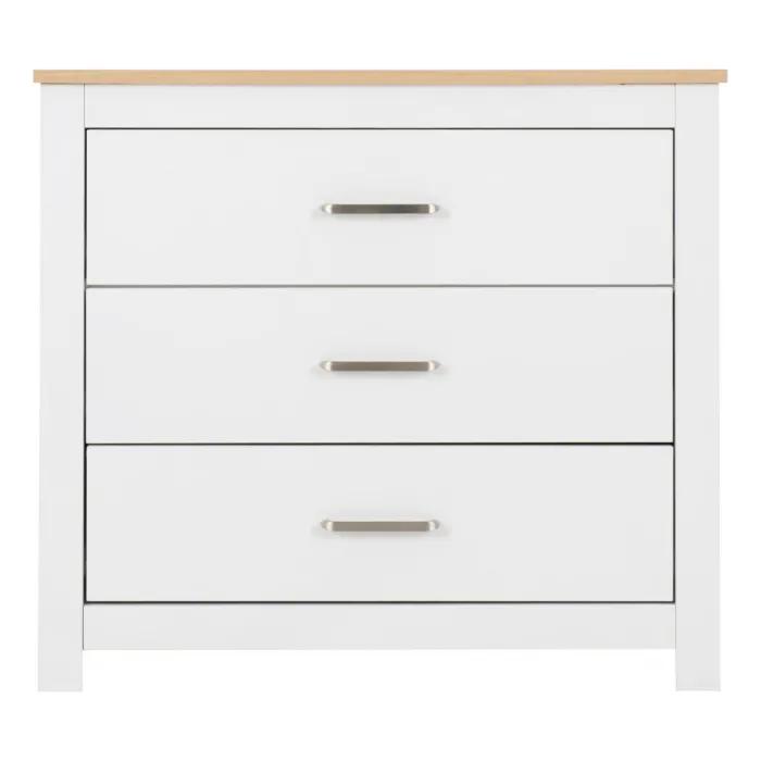 Portland 3 Drawer Chest - White/Oak Effe | Murphy Furniture