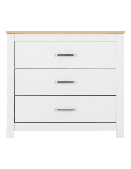 Portland 3 Drawer Chest - White/Oak Effe | Murphy Furniture