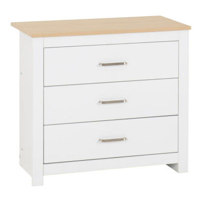 Portland 3 Drawer Chest - White/Oak Effe | Murphy Furniture