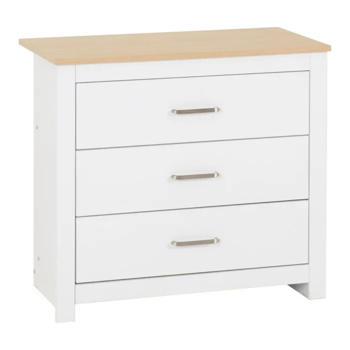 Portland 3 Drawer Chest - White/Oak Effe | Murphy Furniture