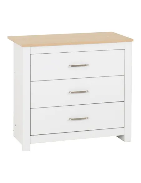 Portland 3 Drawer Chest - White/Oak Effe | Murphy Furniture