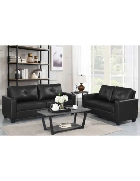 Vivo 3+2 Sofa Suite - Black Leathaire | Murphy Furniture