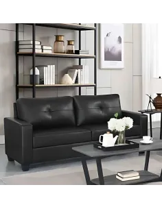 Vivo 3 Seater Sofa - Black Leathaire | Murphy Furniture