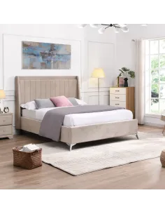 Mayo 4FT6 Bedframe -  Beige Fabric | Murphy Furniture