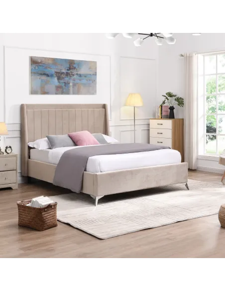 Mayo 4FT6 Bedframe -  Beige Fabric | Murphy Furniture