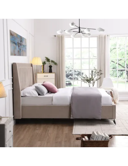 Mayo 4FT6 Bedframe -  Beige Fabric | Murphy Furniture