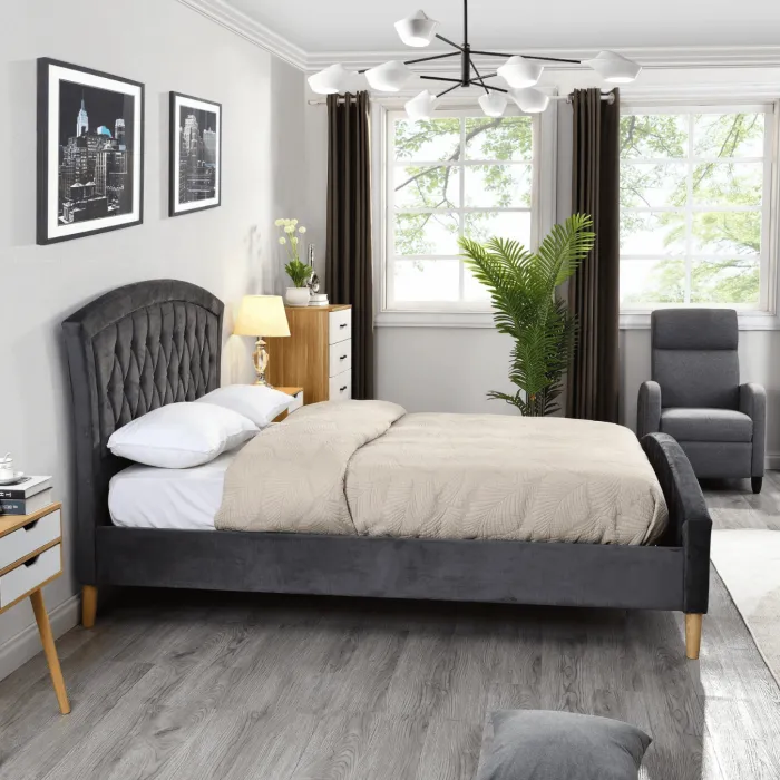 Kingston 5FT Standard Bedframe - Grey Ve | Murphy Furniture