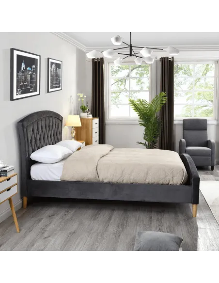 Kingston 4FT6 Standard Bedframe - Grey V | Murphy Furniture