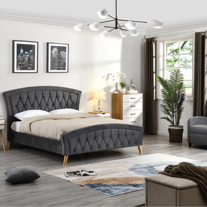 Kingston 4FT6 Standard Bedframe - Grey V | Murphy Furniture