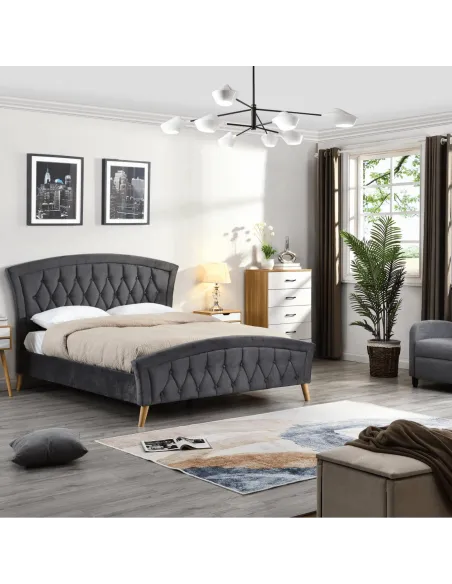 Kingston 4FT6 Standard Bedframe - Grey V | Murphy Furniture