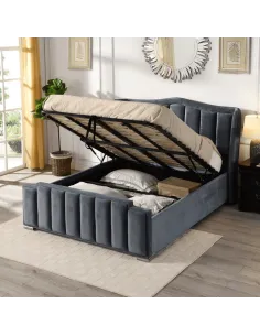 Clare 4FT6 Gas Lift Bedframe - Grey Velv | Murphy Furniture