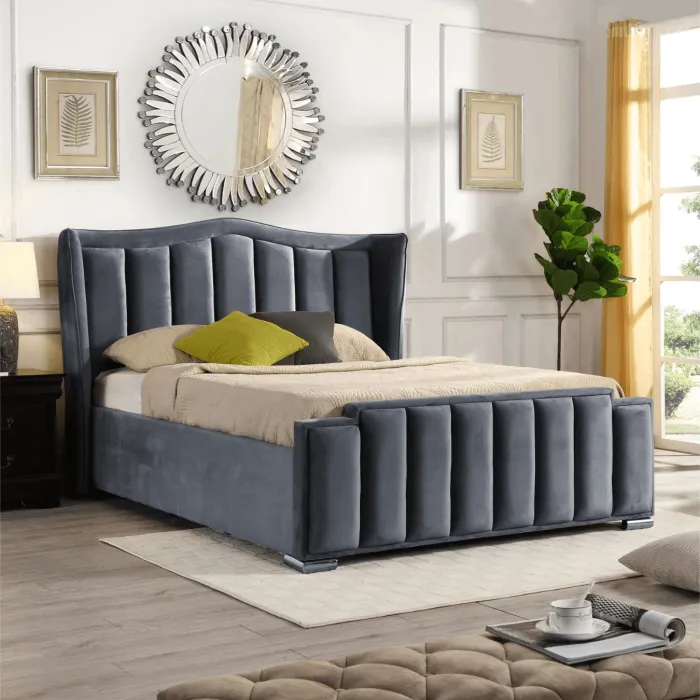 Clare 4FT6 Gas Lift Bedframe - Grey Velv | Murphy Furniture