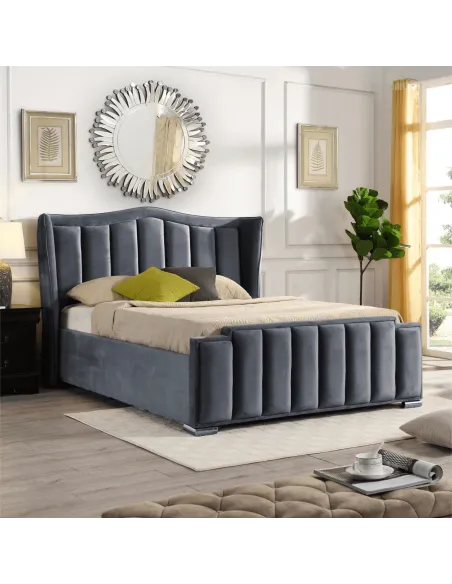 Clare 4FT6 Gas Lift Bedframe - Grey Velv | Murphy Furniture