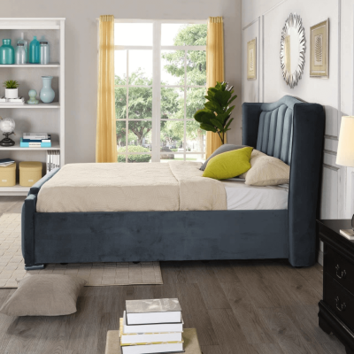 Clare 4FT6 Gas Lift Bedframe - Grey Velv | Murphy Furniture