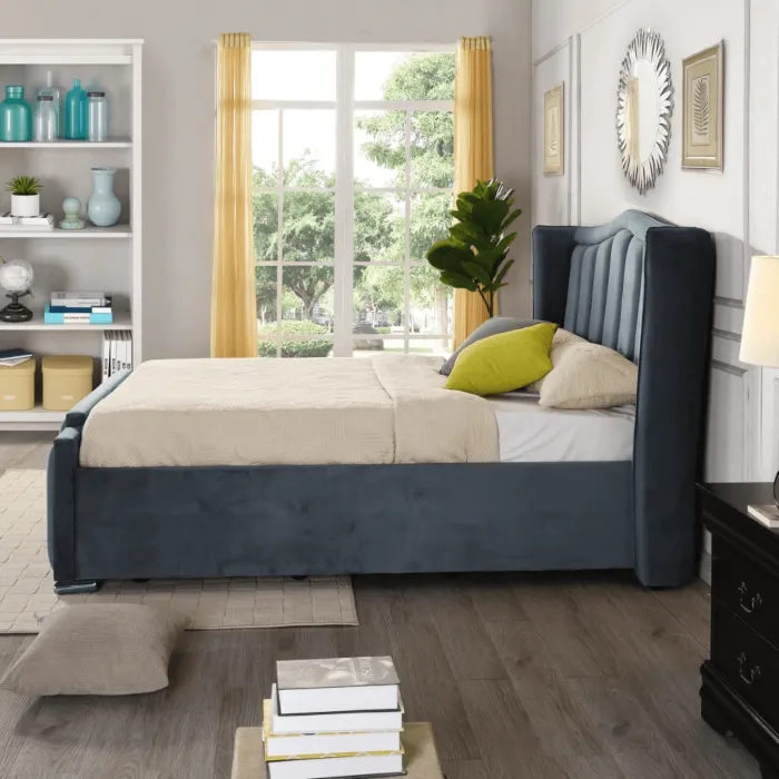 Clare 4FT6 Gas Lift Bedframe - Grey Velv | Murphy Furniture