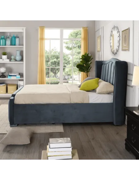 Clare 4FT6 Gas Lift Bedframe - Grey Velv | Murphy Furniture