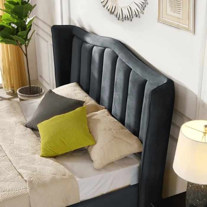 Clare 4FT6 Gas Lift Bedframe - Grey Velv | Murphy Furniture