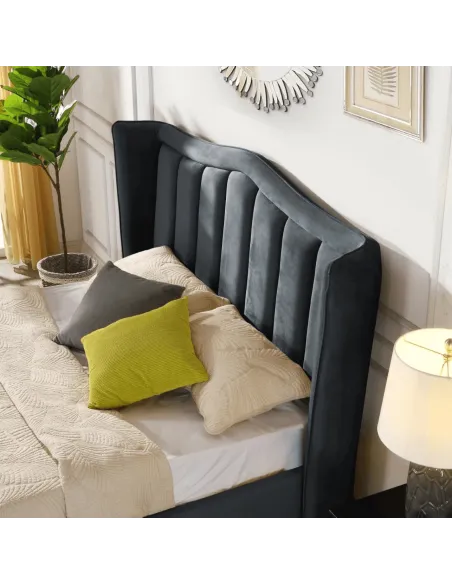Clare 4FT6 Gas Lift Bedframe - Grey Velv | Murphy Furniture