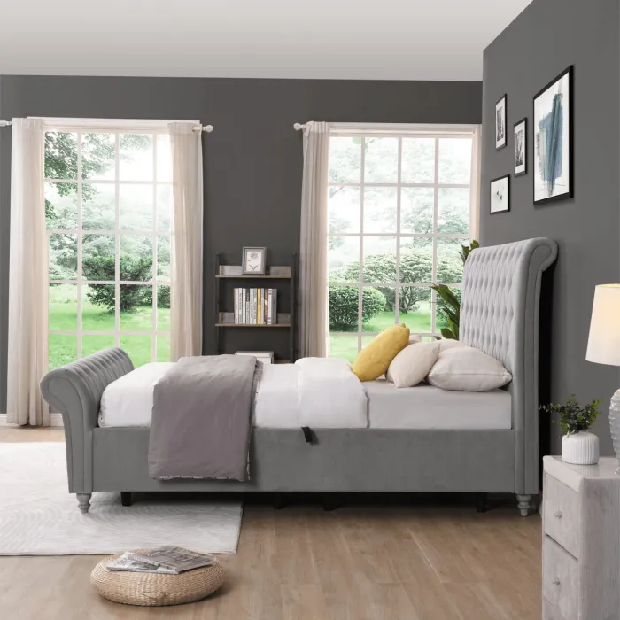 Kilkenny 4FT6 Silver Side Gas-Lift Bed | Murphy Furniture