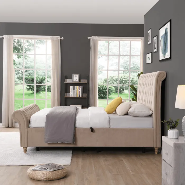 Kilkenny 5FT Side Gas-Lift Bed - Mink | Murphy Furniture