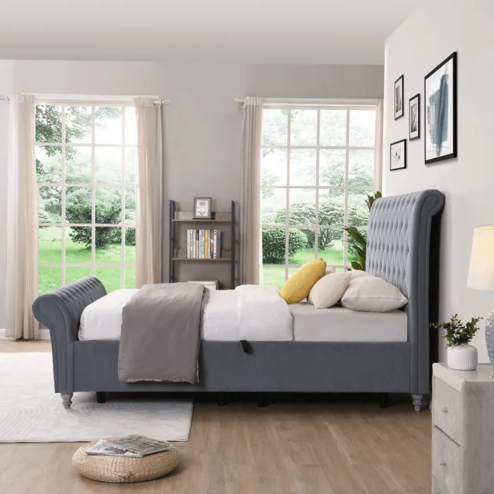 Kilkenny 5FT Side Gas-Lift Bed - Grey | Murphy Furniture