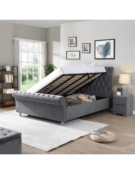 Kilkenny 4FT6 Grey Side Gas-Lift Bed | Murphy Furniture
