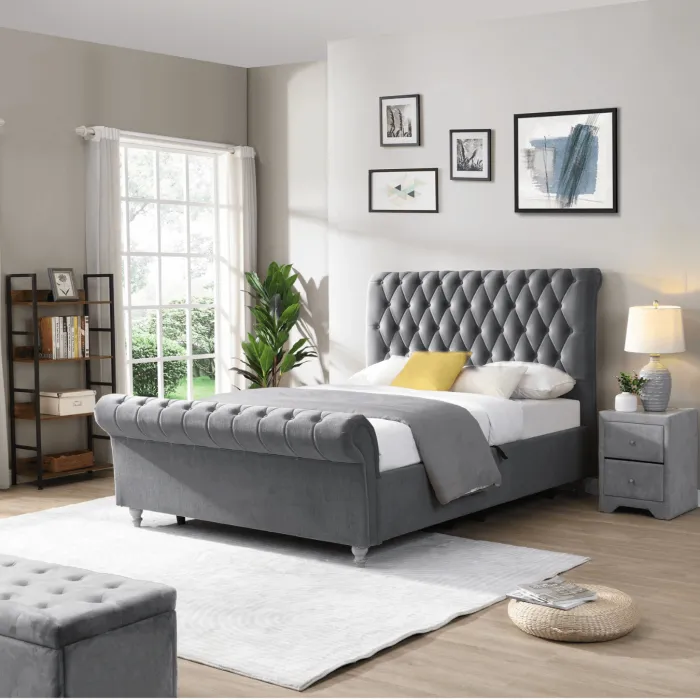 Kilkenny 4FT6 Grey Side Gas-Lift Bed | Murphy Furniture